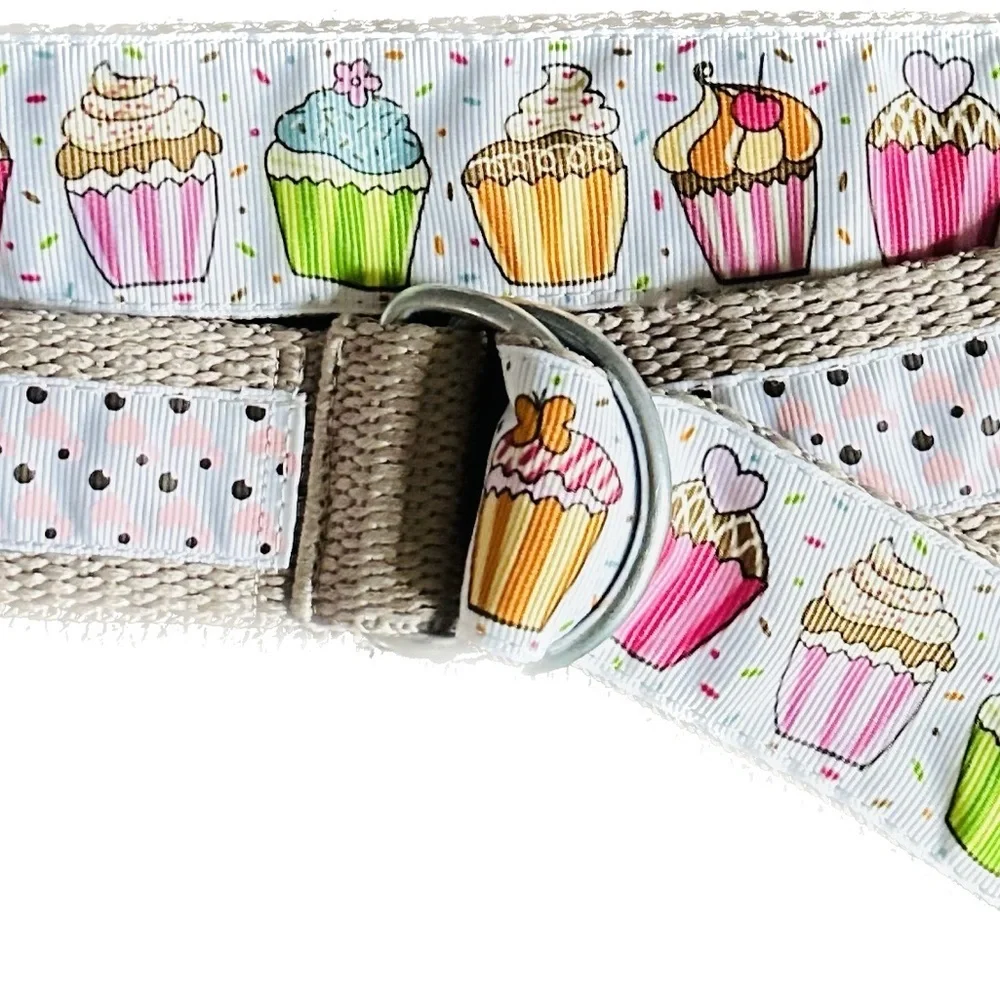 Belt, cupcakes and reverses to hearts on backside Celebrate in style.Adjustable